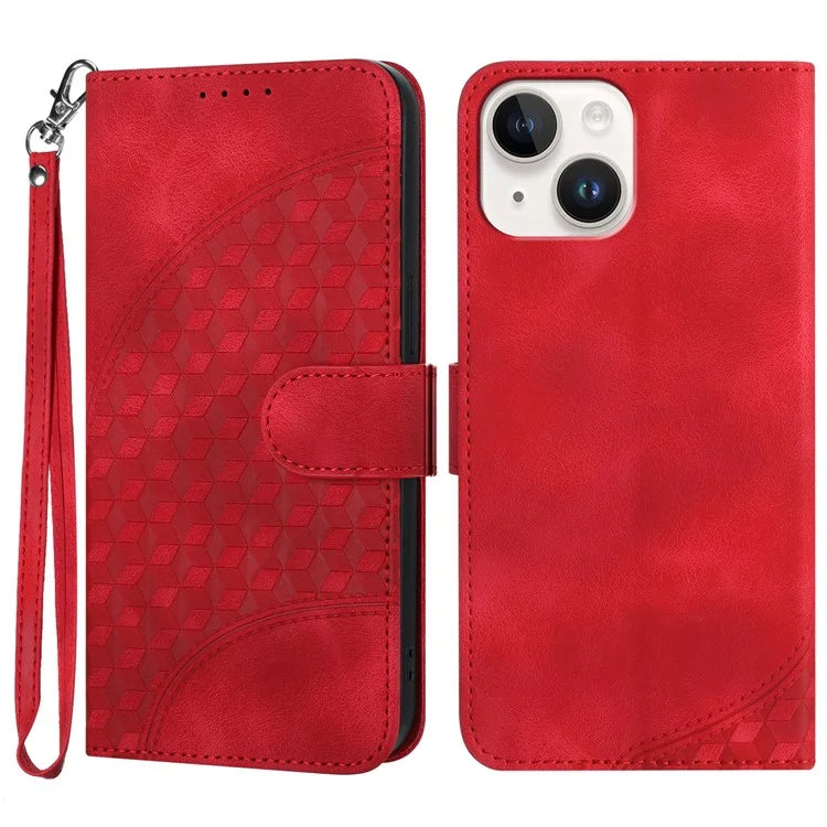 YX0060 For iPhone 15 Wallet Case Stand Leather Cover Elephant Head Pattern