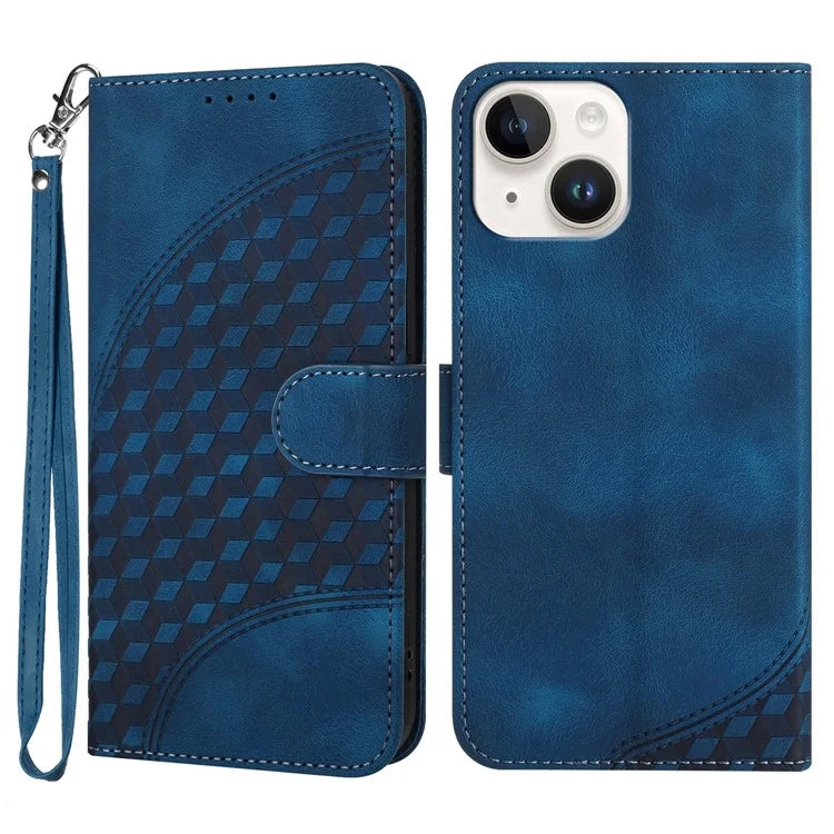 YX0060 For iPhone 15 Wallet Case Stand Leather Cover Elephant Head Pattern