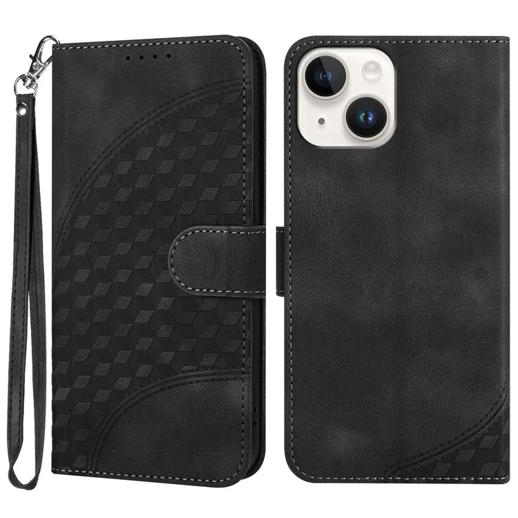 YX0060 For iPhone 15 Plus Wallet Phone Case Elephant Head Pattern Leather Cover