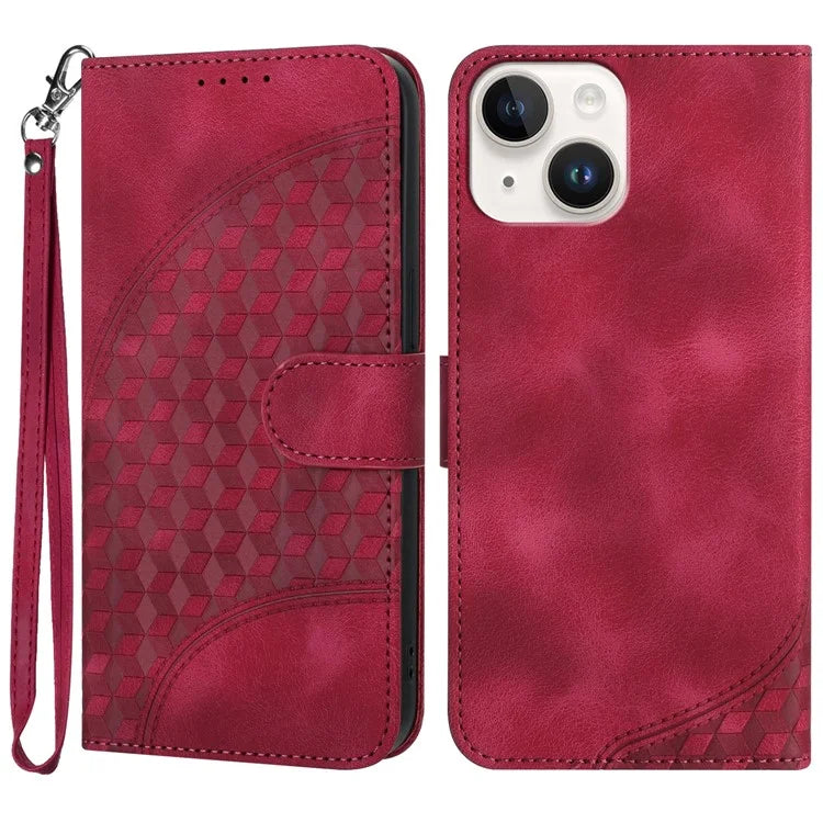 YX0060 For iPhone 15 Plus Wallet Phone Case Elephant Head Pattern Leather Cover
