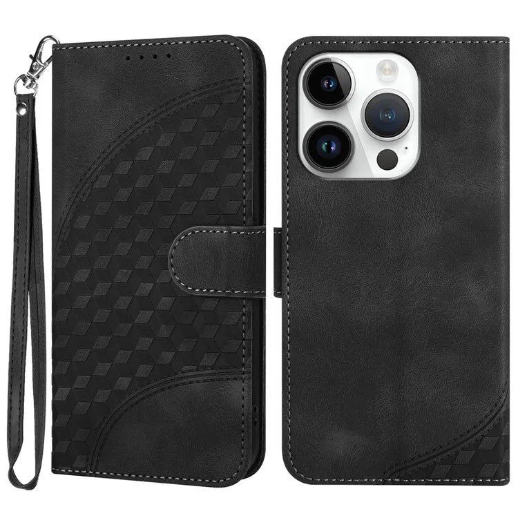 YX0060 For iPhone 14 Pro Leather Case Elephant Head Pattern with Wallet Stand
