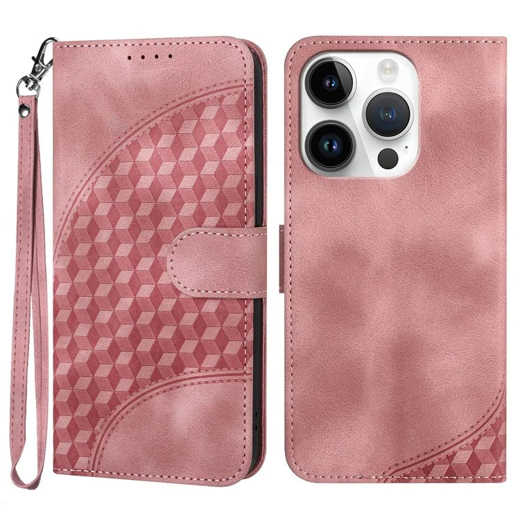 YX0060 For iPhone 14 Pro Leather Case Elephant Head Pattern with Wallet Stand