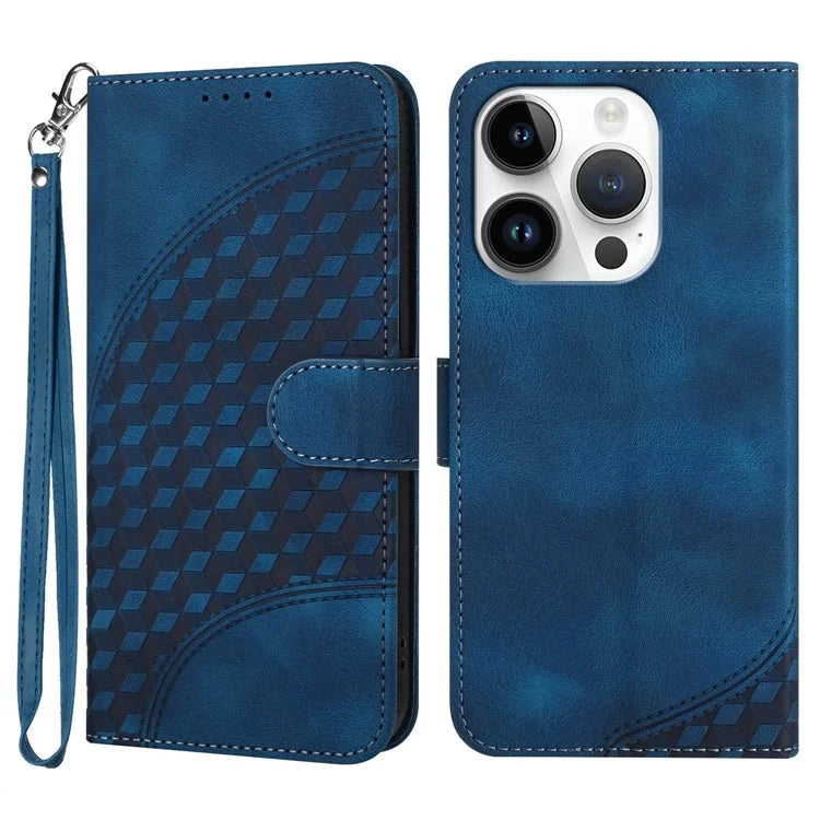 YX0060 For iPhone 14 Pro Leather Case Elephant Head Pattern with Wallet Stand