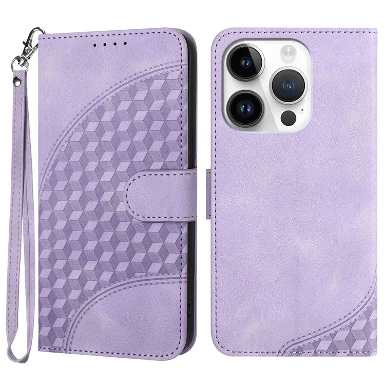 YX0060 For iPhone 14 Pro Leather Case Elephant Head Pattern with Wallet Stand
