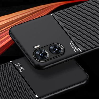 For vivo V29e (India) 5G Case Anti-drop PU+TPU+PC Cover with Magnetic Holder Metal Sheet