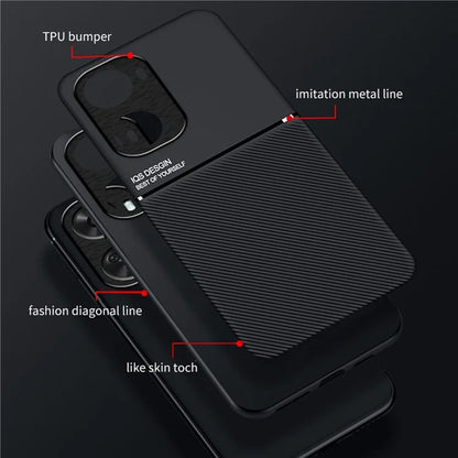 For Huawei nova 11 SE Case PU+TPU+PC Fall-proof Cover with Magnetic Holder Metal Sheet