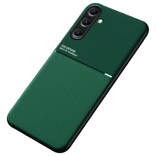 For Samsung Galaxy S24+ Case PU+TPU+PC Back Cover with Magnetic Holder Metal Sheet