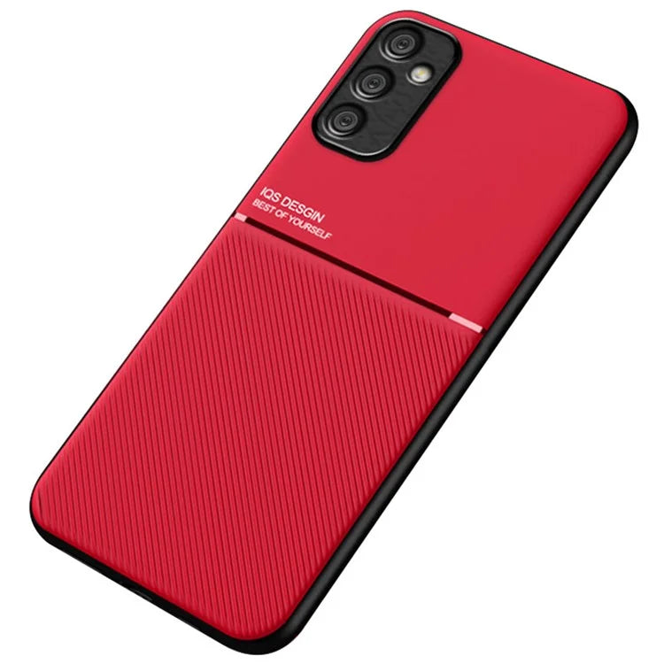 For Samsung Galaxy A05s 4G Case Lines Imprinted Cover with Magnetic Holder Metal Sheet