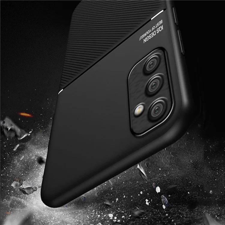 For Samsung Galaxy A05s 4G Case Lines Imprinted Cover with Magnetic Holder Metal Sheet