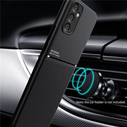 For Samsung Galaxy A05s 4G Case Lines Imprinted Cover with Magnetic Holder Metal Sheet