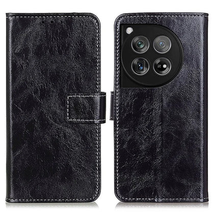 Crazy Horse Texture Case for OnePlus 12 5G Shell Vintage PU Leather Stand Wallet Cover