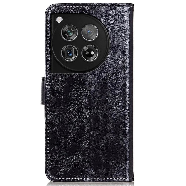 Crazy Horse Texture Case for OnePlus 12 5G Shell Vintage PU Leather Stand Wallet Cover