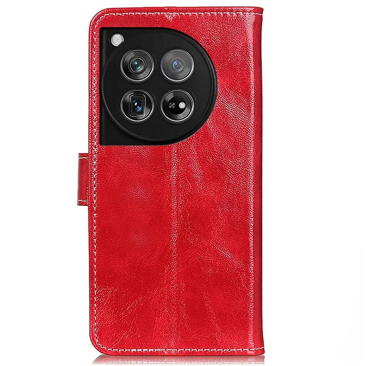 Crazy Horse Texture Case for OnePlus 12 5G Shell Vintage PU Leather Stand Wallet Cover