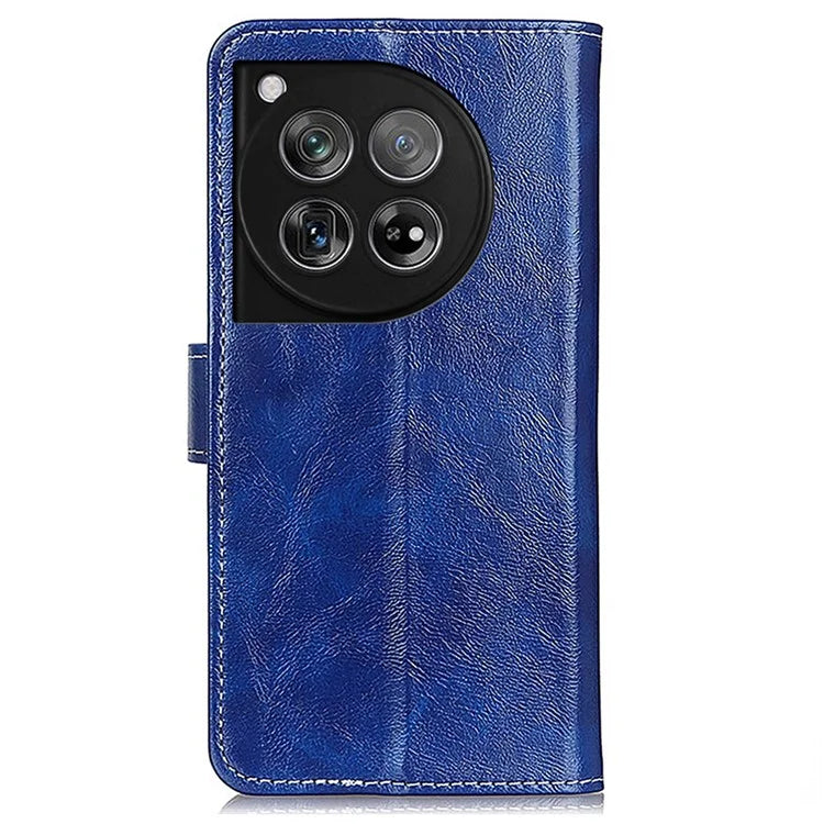 Crazy Horse Texture Case for OnePlus 12 5G Shell Vintage PU Leather Stand Wallet Cover