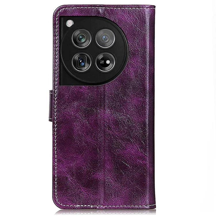 Crazy Horse Texture Case for OnePlus 12 5G Shell Vintage PU Leather Stand Wallet Cover