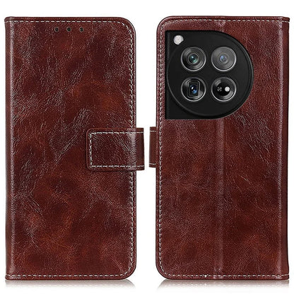 Crazy Horse Texture Case for OnePlus 12 5G Shell Vintage PU Leather Stand Wallet Cover