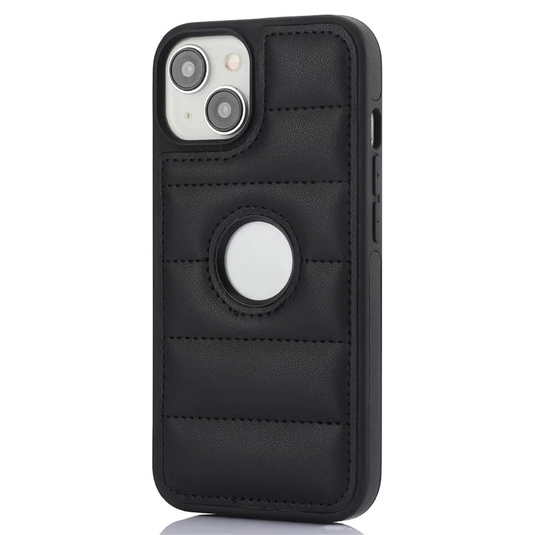 For iPhone 15 Plus Case Logo Window PU Leather+TPU Phone Cover