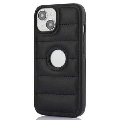 For iPhone 15 Plus Case Logo Window PU Leather+TPU Phone Cover