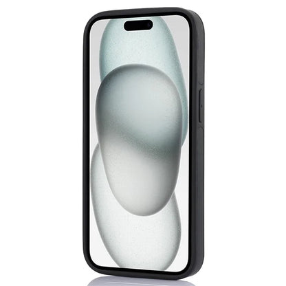 For iPhone 15 Plus Case Logo Window PU Leather+TPU Phone Cover