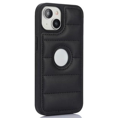 For iPhone 15 Plus Case Logo Window PU Leather+TPU Phone Cover