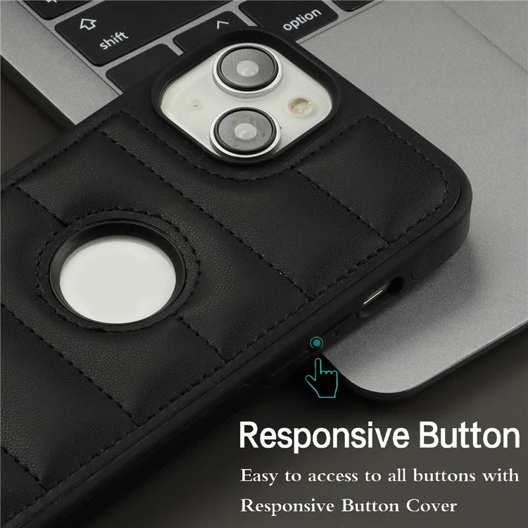 For iPhone 15 Plus Case Logo Window PU Leather+TPU Phone Cover