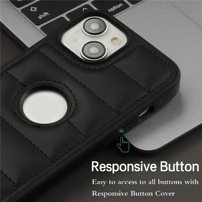 For iPhone 15 Plus Case Logo Window PU Leather+TPU Phone Cover