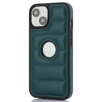 For iPhone 15 Plus Case Logo Window PU Leather+TPU Phone Cover