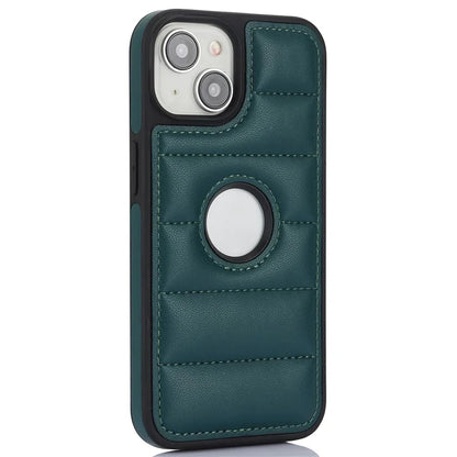 For iPhone 15 Plus Case Logo Window PU Leather+TPU Phone Cover