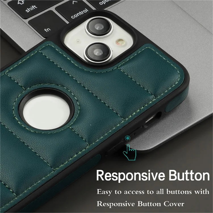 For iPhone 15 Plus Case Logo Window PU Leather+TPU Phone Cover