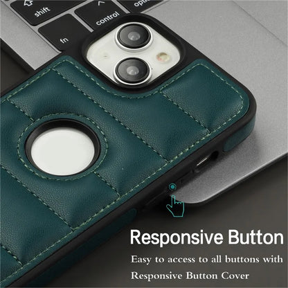 For iPhone 15 Plus Case Logo Window PU Leather+TPU Phone Cover