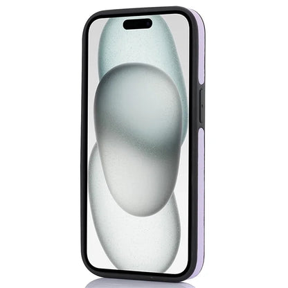 For iPhone 15 Plus Case Logo Window PU Leather+TPU Phone Cover