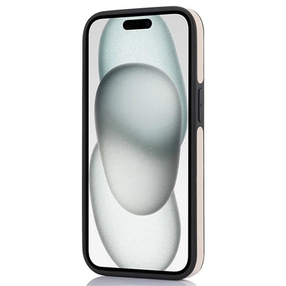 For iPhone 15 Plus Case Logo Window PU Leather+TPU Phone Cover