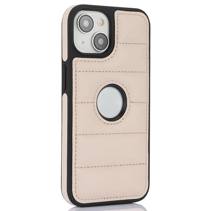For iPhone 15 Plus Case Logo Window PU Leather+TPU Phone Cover