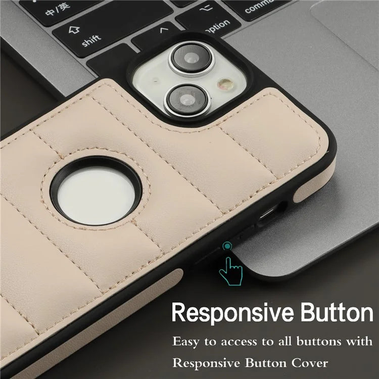 For iPhone 15 Plus Case Logo Window PU Leather+TPU Phone Cover