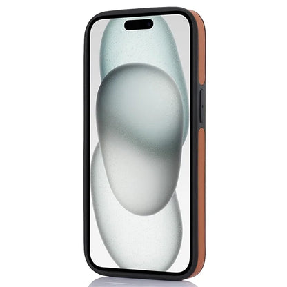 For iPhone 15 Plus Case Logo Window PU Leather+TPU Phone Cover