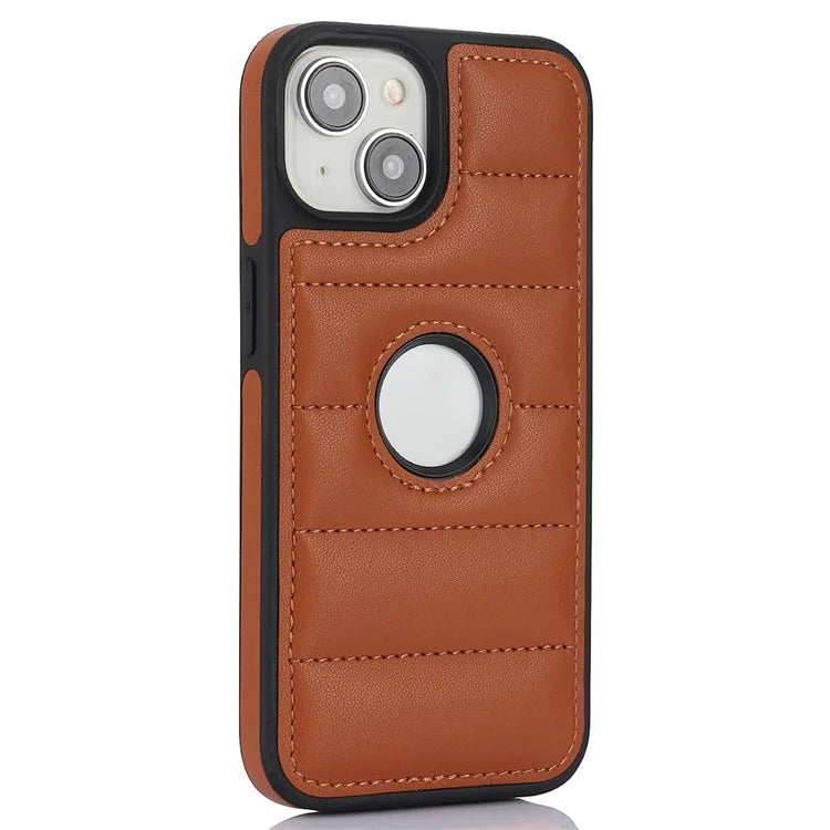 For iPhone 15 Plus Case Logo Window PU Leather+TPU Phone Cover