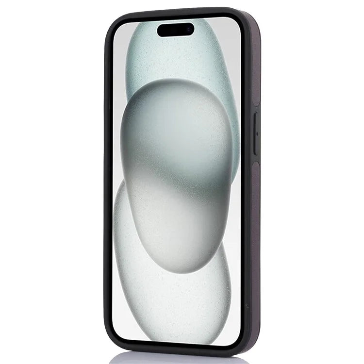 For iPhone 15 Plus Case Logo Window PU Leather+TPU Phone Cover