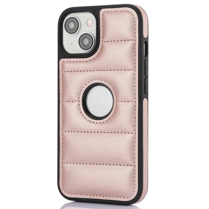 For iPhone 15 Plus Case Logo Window PU Leather+TPU Phone Cover
