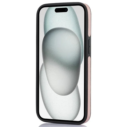 For iPhone 15 Plus Case Logo Window PU Leather+TPU Phone Cover
