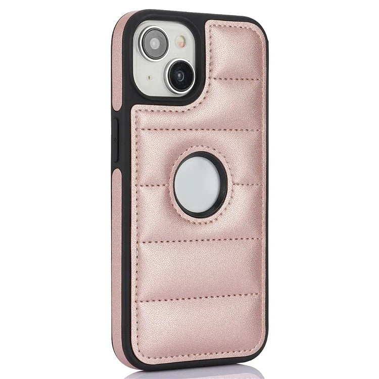 For iPhone 15 Plus Case Logo Window PU Leather+TPU Phone Cover