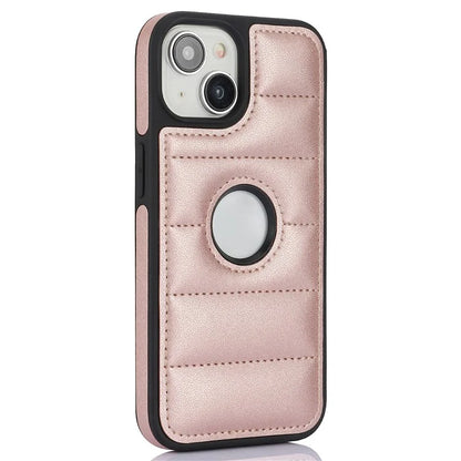 For iPhone 15 Plus Case Logo Window PU Leather+TPU Phone Cover