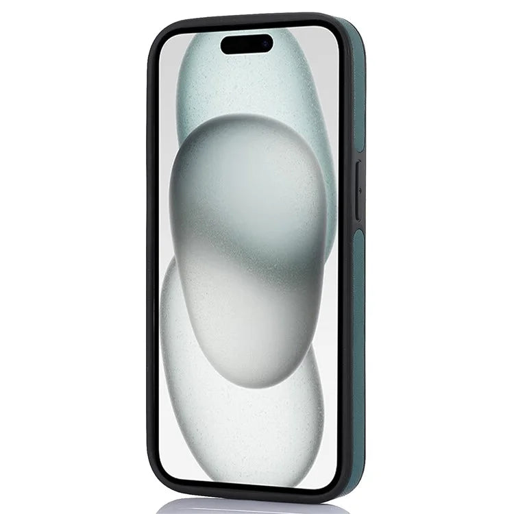 For iPhone 15 Cell Phone Case Logo Window PU Leather+TPU Cover