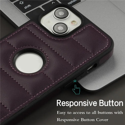 For iPhone 15 Cell Phone Case Logo Window PU Leather+TPU Cover