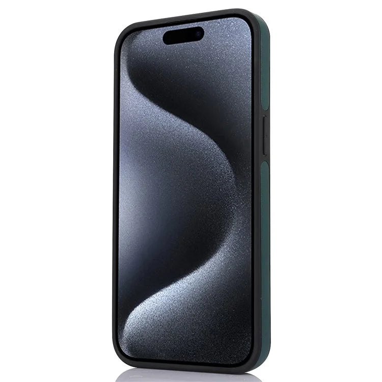 For iPhone 15 Pro Max Cell Phone Case Logo Window Anti-scratch PU Leather+TPU Cover