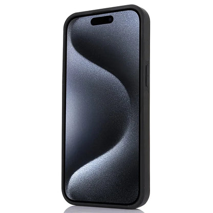 For iPhone 15 Pro Max Cell Phone Case Logo Window Anti-scratch PU Leather+TPU Cover