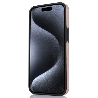 For iPhone 15 Pro Max Cell Phone Case Logo Window Anti-scratch PU Leather+TPU Cover
