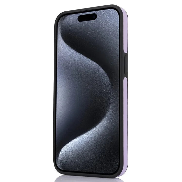 For iPhone 15 Pro Max Cell Phone Case Logo Window Anti-scratch PU Leather+TPU Cover