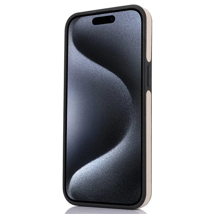 For iPhone 15 Pro Max Cell Phone Case Logo Window Anti-scratch PU Leather+TPU Cover