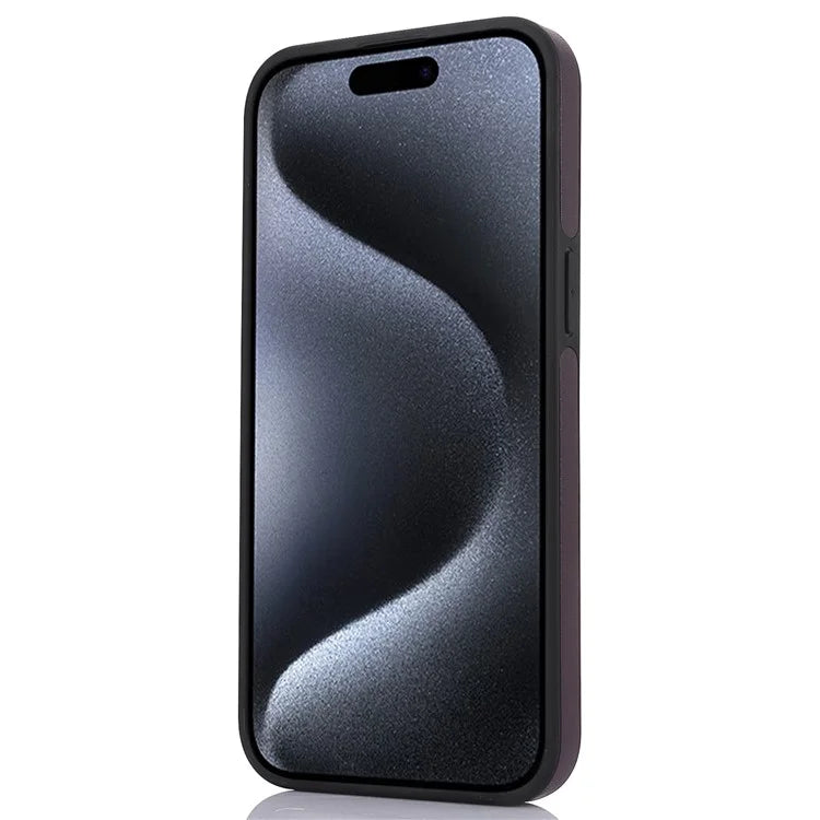 For iPhone 15 Pro Max Cell Phone Case Logo Window Anti-scratch PU Leather+TPU Cover