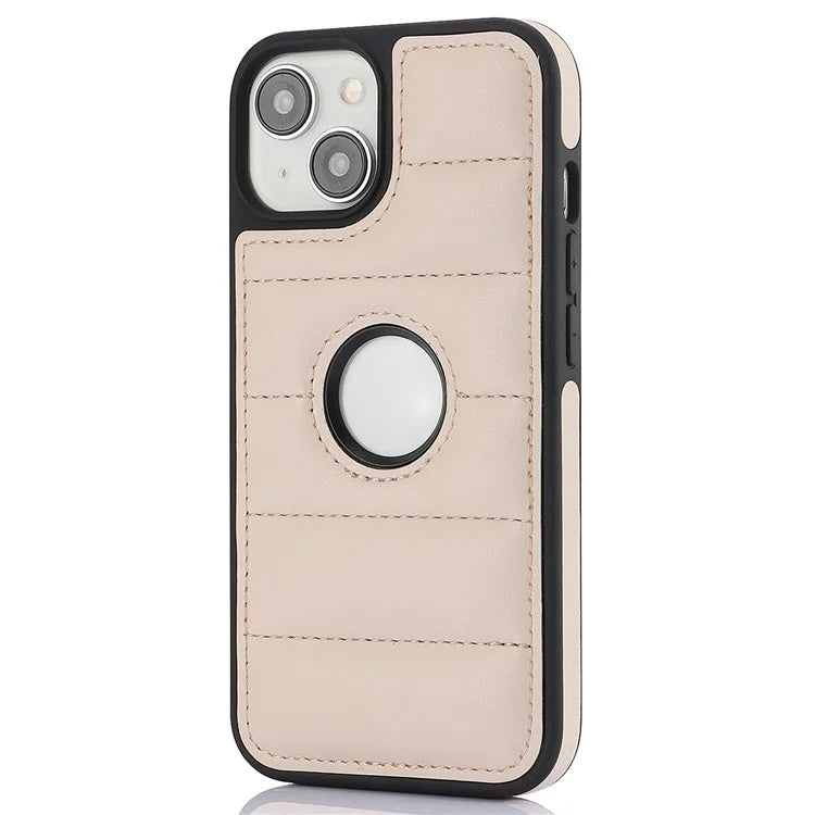For iPhone 14 Cell Phone Case Logo Window PU Leather+TPU Shockproof Cover